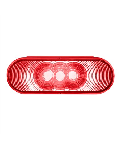UP38067B-3 LED 6" Oval Light (Stop, Turn, & Tail)- Red LED/Red Lens