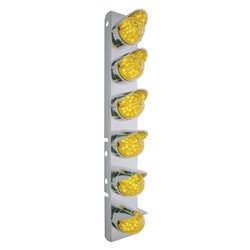 UP37462-SS Front Air Cleaner Bracket With 12X 19 LED Bullet Style Lights & Visors For Peterbilt-Amber LED & Lens