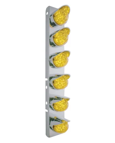 UP37462-SS Front Air Cleaner Bracket With 12X 19 LED Bullet Style Lights & Visors For Peterbilt-Amber LED & Lens