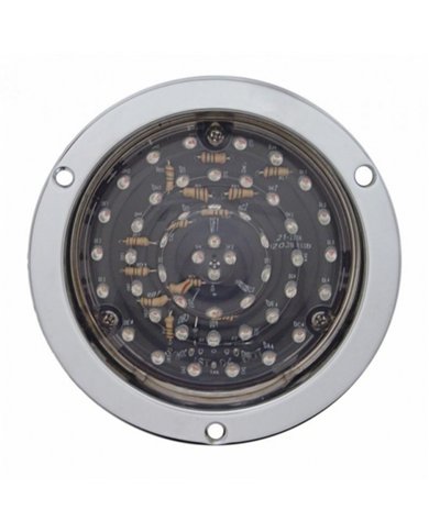 UP38075-40 LED 4" Round Deep-Dish Stop, Turn & Tail Light With Flange Mount- Red LED/Clear Lens