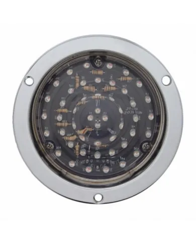 UP38075-40 LED 4" Round Deep-Dish Stop, Turn & Tail Light With Flange Mount- Red LED/Clear Lens