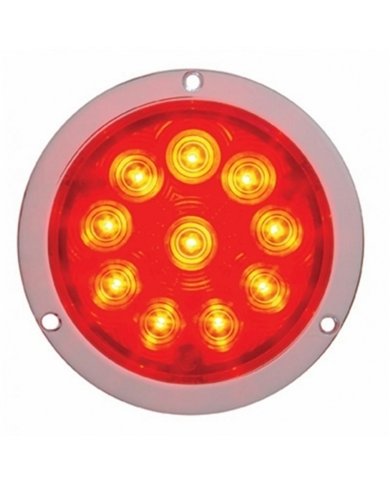 UP38076-10 LED 4" Round Flange Mount Light (Stop, Turn & Tail) - Red LED/Red Lens