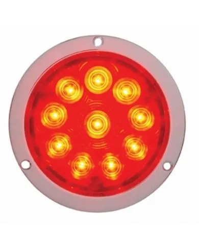 UP38076-10 LED 4" Round Flange Mount Light (Stop, Turn & Tail) - Red LED/Red Lens