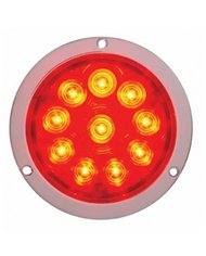 UP38076-10 LED 4" Round Flange Mount Light (Stop, Turn & Tail) - Red LED/Red Lens