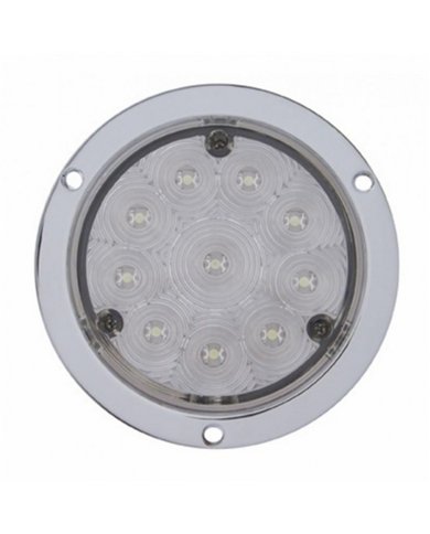 UP38077-10 LED 4" Round Flange Mount Light (Stop, Turn & Tail) - Red LED/Clear Lens