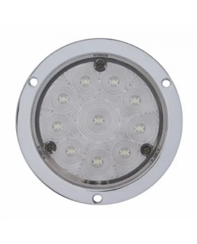 UP38077-10 LED 4" Round Flange Mount Light (Stop, Turn & Tail) - Red LED/Clear Lens