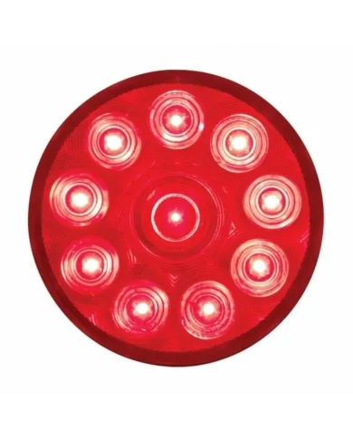 UP38098-10 LED 4" Round Light (Stop, Turn & Tail) - Red LED/Red Lens