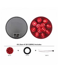 UP38112BRK-12 LED 4" Round Light Kit (Stop, Turn & Tail) - Red LED/Red Lens