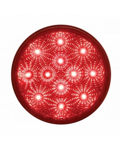 UP38116-12 LED 4" Round Reflector Light (Stop, Turn & Tail) - Red LED/Red Lens