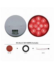 UP38116BRK-12 LED 4" Round Reflector Light Kit (Stop, Turn & Tail) - Red LED/Red Lens