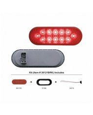 UP38121BRK-12 LED 6" Oval Reflector Light Kit (Stop, Turn & Tail) - Red LED/Red Lens