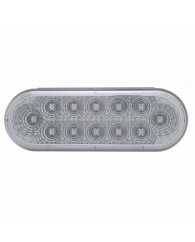 UP38122-12 LED 6" Oval Reflector Light (Stop, Turn & Tail) - Red LED/Clear Lens