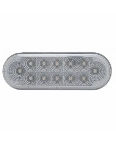 UP38122-12 LED 6" Oval Reflector Light (Stop, Turn & Tail) - Red LED/Clear Lens
