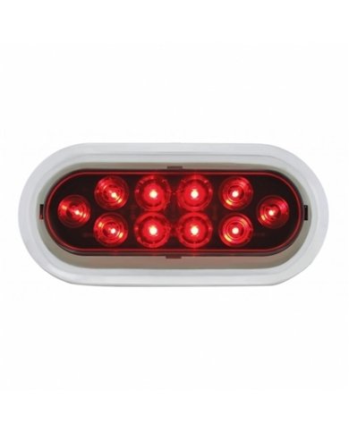 UP38141-10 LED 6" Oval Light With Bezel (Stop, Turn & Tail) - Red LED/Red Lens