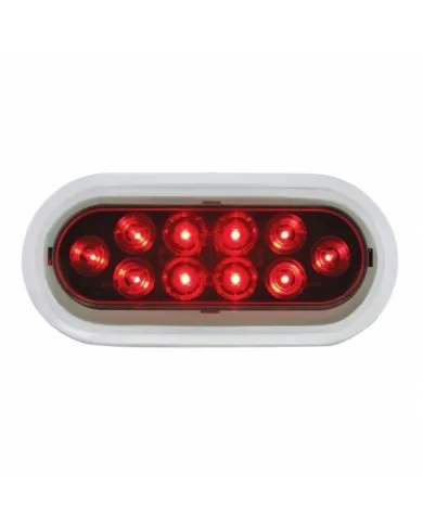 UP38141-10 LED 6" Oval Light With Bezel (Stop, Turn & Tail) - Red LED/Red Lens