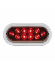 UP38141-10 LED 6" Oval Light With Bezel (Stop, Turn & Tail) - Red LED/Red Lens