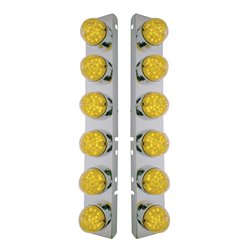 UP37464-SS Front Air Cleaner Bracket With 12X 19 LED Bullet Style Lights & Bezels For Peterbilt-Amber LED & Lens