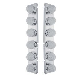UP37465-SS Front Air Cleaner Bracket With 12X 19 LED Bullet Style Lights & Bezels For Peterbilt-Amber LED/Clear Lens