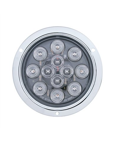 UP38649-12 LED 4" Round Flange Mount Light (Stop, Turn & Tail) - Red LED/Clear Lens