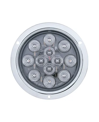 UP38649-12 LED 4" Round Flange Mount Light (Stop, Turn & Tail) - Red LED/Clear Lens