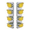 UP37466-SS Front Air Cleaner Bracket With 8X 19 LED Bullet Style Lights & Visors For Peterbilt-Amber LED & Lens