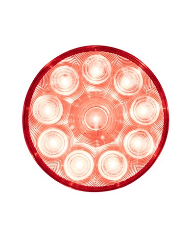 UP38772-10 LED 4" Round Light (Stop, Turn & Tail) - Red LED/Clear Lens
