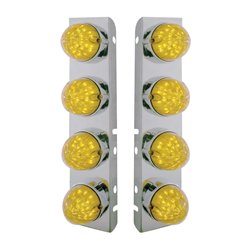 UP37468-SS Front Air Cleaner Bracket With 8X 19 LED Bullet Style Lights & Bezels For Peterbilt-Amber LED & Lens
