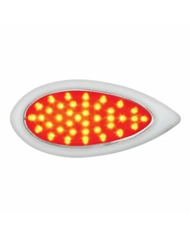 UP38804-39 LED "Teardrop" Light With Plastic Bezel (Stop, Turn & Tail) - Red LED/Red Lens