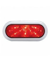 UP38900-10 LED 6" Oval Flange Mount Light With Bezel (Stop, Turn & Tail) - Red LED/Red Lens