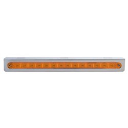 UP37514-Stainless Light Bracket With 14 LED 12" Sequential Light Bar (Left to Right) - Amber LED/Amber Lens