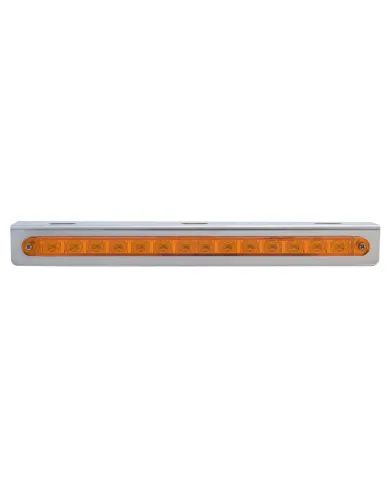 UP37514-Stainless Light Bracket With 14 LED 12" Sequential Light Bar (Left to Right) - Amber LED/Amber Lens