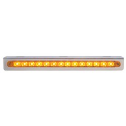 UP37514-Stainless Light Bracket With 14 LED 12" Sequential Light Bar (Left to Right) - Amber LED/Amber Lens