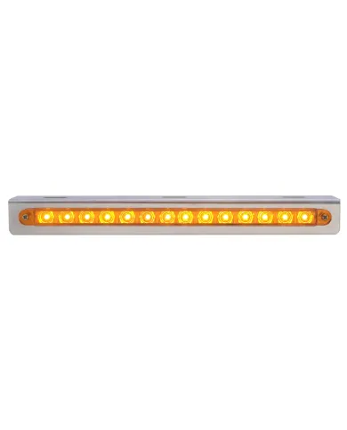 UP37514-Stainless Light Bracket With 14 LED 12" Sequential Light Bar (Left to Right) - Amber LED/Amber Lens
