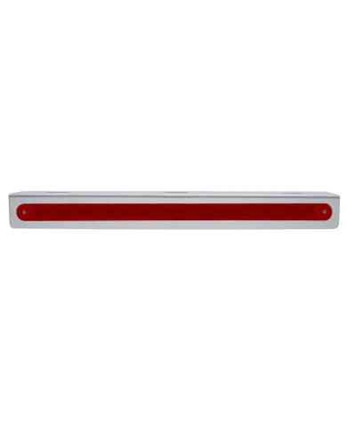 UP37515-Stainless Light Bracket With 14 LED 12" Sequential Light Bar (Left to Right) - Red LED/Red Lens