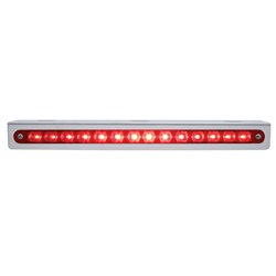 UP37515-Stainless Light Bracket With 14 LED 12" Sequential Light Bar (Left to Right) - Red LED/Red Lens