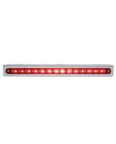 UP37515-Stainless Light Bracket With 14 LED 12" Sequential Light Bar (Left to Right) - Red LED/Red Lens