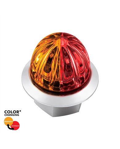 UP39234-4 LED 1-1/8" Watermelon Double Fury Light With Clear Lens (Clearance/Marker) - Amber & Red LED