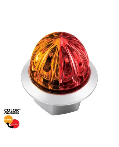 UP39234-4 LED 1-1/8" Watermelon Double Fury Light With Clear Lens (Clearance/Marker) - Amber & Red LED