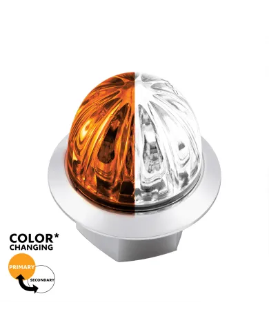 UP39235-4 LED 1-1/8" Watermelon Double Fury Light With Clear Lens (Clearance/Marker) - Amber & White LED