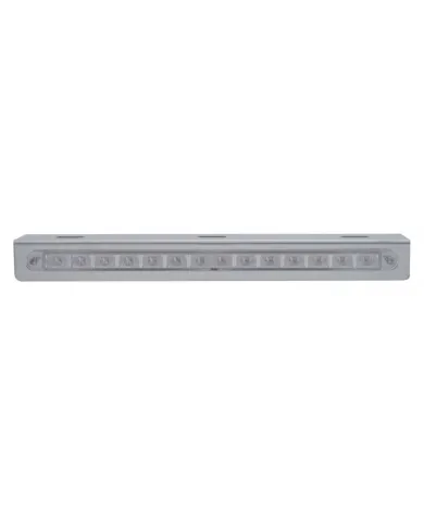 UP37517-Stainless Light Bracket With 14 LED 12" Sequential Light Bar (Left to Right) - Red LED/Clear Lens