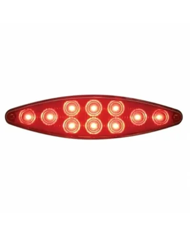 UP39402-10 LED "Cat's Eye" Light With Bezel (Stop, Turn & Tail) - Red LED/Red Lens
