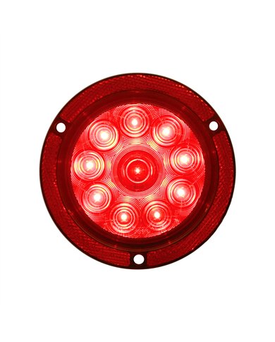 UP39656-10 LED 4" Round Reflex Flange Mount Light (Stop, Turn & Tail) - Red LED/Red Lens