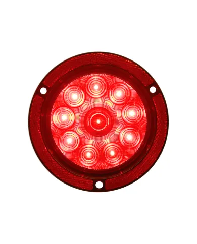 UP39656-10 LED 4" Round Reflex Flange Mount Light (Stop, Turn & Tail) - Red LED/Red Lens
