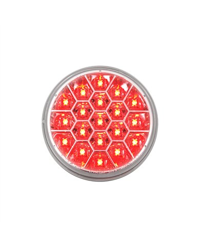 UP39701-19 LED 4" Round Reflector Light (Stop, Turn & Tail) - Red LED/Clear Lens