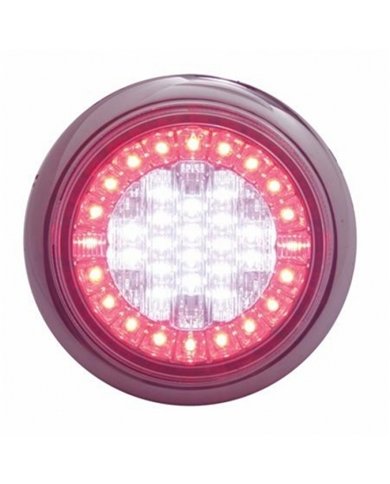 UP39968B-38 LED Euro Style Flange Mount Light (Stop, Turn & Tail) - White LED/Red LED/Clear Lens (Bulk)