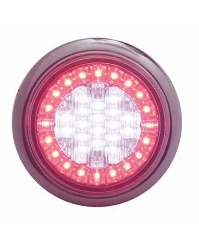 UP39968B-38 LED Euro Style Flange Mount Light (Stop, Turn & Tail) - White LED/Red LED/Clear Lens (Bulk)