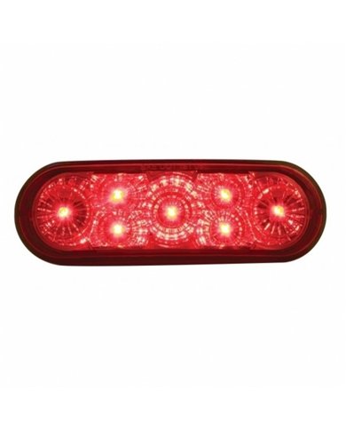 UP39975-7 LED 6" Oval Reflector Stop, Turn & Tail Light - Red LED/Red Lens