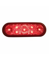 UP39975-7 LED 6" Oval Reflector Stop, Turn & Tail Light - Red LED/Red Lens