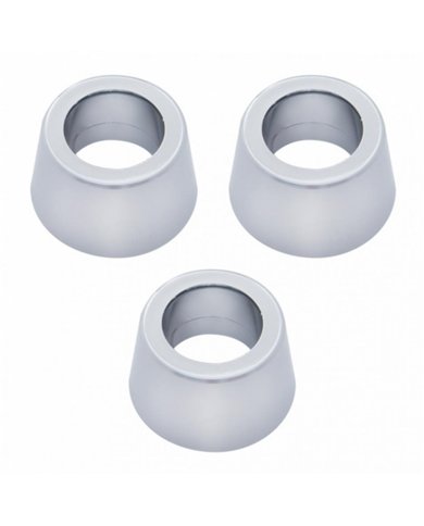 UP41007P-Chrome Round Dash Indicator Light Trims for 1967-1987 Peterbilt 359 (3-Pack)