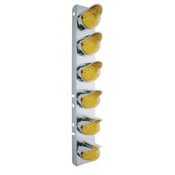 UP37699-SS Front Air Cleaner Bracket With 12X 19 LED Watermelon Lights & Visors For Peterbilt-Amber LED & Lens